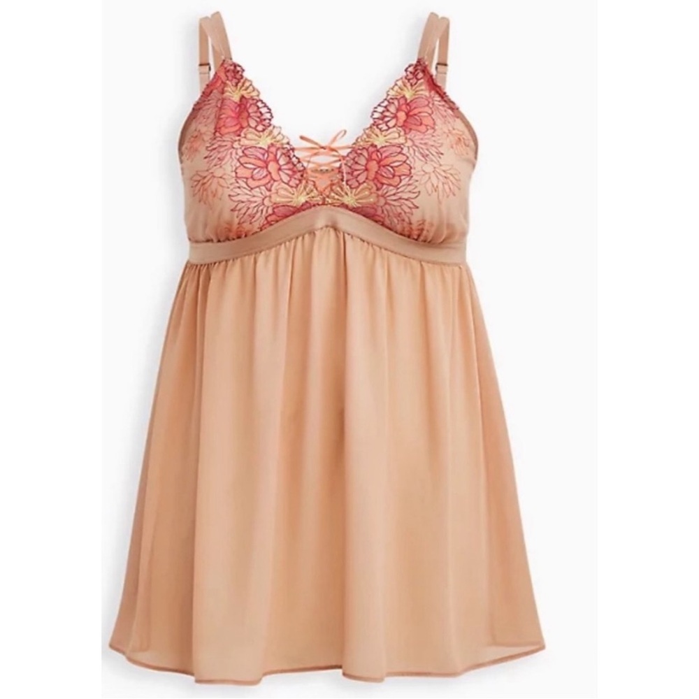 Torrid Rose Dust Lace Babydoll Lingerie Set w/ Panty NWT SZ 0 (12) - Picture 2 of 14